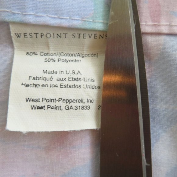 Westpoint Stevens Full Sheets 1 Flat 2 Pillowcases Blue Pink Whale Tail No Iron - Picture 5 of 7